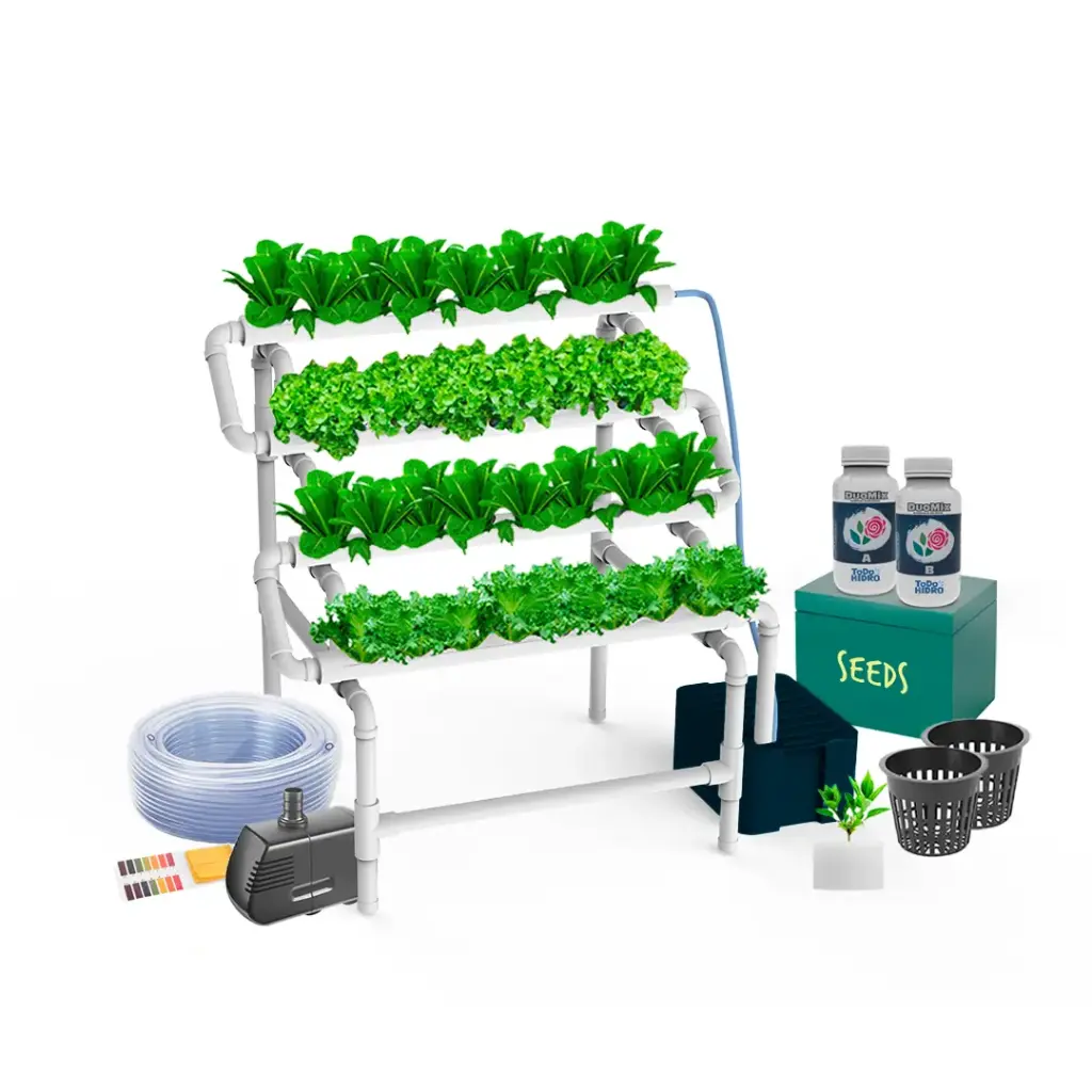 [KITWNUTRN9] Hydroponic Kit N9 NFT System for 32 Plants, Complete Indoor Garden with Nutrients, Seeds & Accessories
