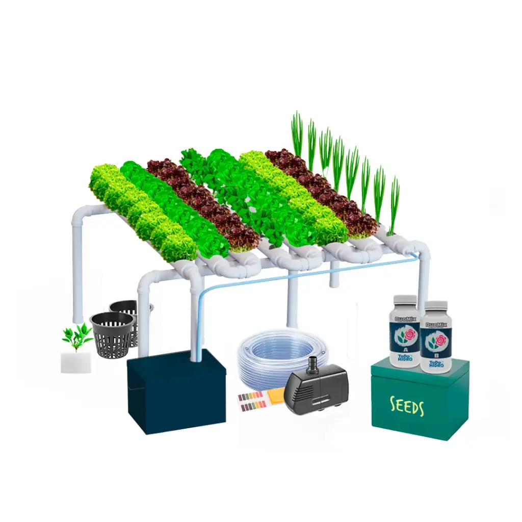 Hydroponic Kit N15 NFT System for 64 Plants, Complete Indoor Garden with Nutrients, Seeds & Accessories