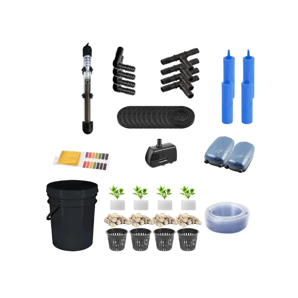 [KITWNUTRRDWC] Grow Pot RDWC 5GAL Kit 5-Bucket Hydroponic System with Air Pumps, Net Pots & Water Reservoir (1/2")